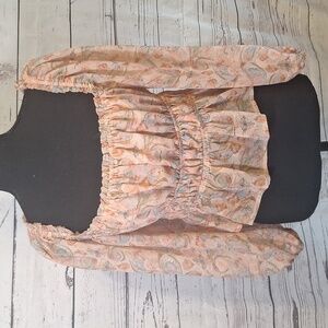 NWT Acoa collection Fkoral Bohemian Peasant Blouse sz M #1086